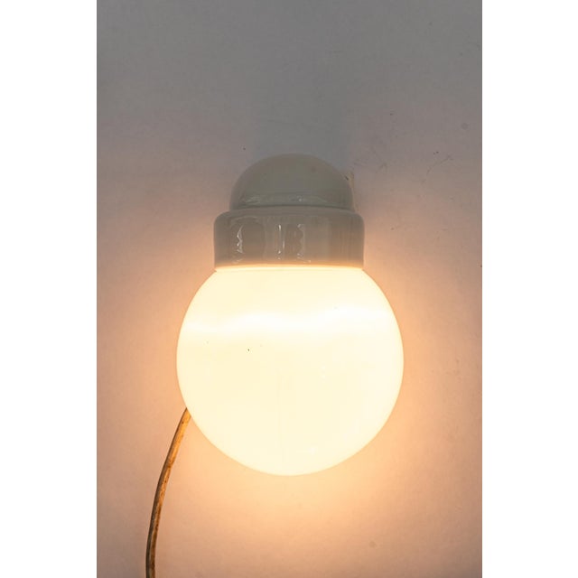 White Porcelain Wall Lamp with Opal Glass Shade, Vienna, 1920s For Sale - Image 8 of 13