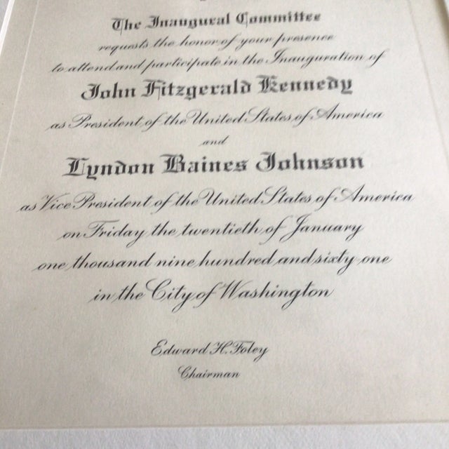 John F. Kennedy President and Lyndon B. Johnson Vice President of the United States Framed Invitation to the Inauguration For Sale - Image 10 of 10