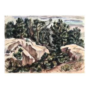 1940s Palmer Schoppe Landscape Watercolor
