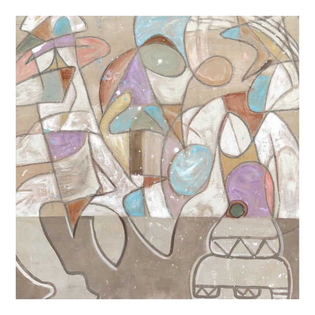 Rough Waters - Abstract Organic Shape Earthy Pastel Colored Original Artwork by Rue Bootay For Sale