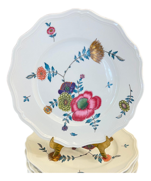 1980s 8 Ceralene “Anemones” Limoges 11” charger or dinner plates // A Raynaud et Cie // French porcelain // Made in France // modern floral