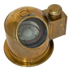 English Ship's Binnacle Compass of Brass With Side Burner Light