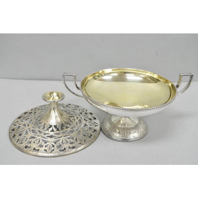 Vintage Victorian Silver Plated Flower Frog Flower Arranger Vase W Pedestal Base For Sale - Image 13 of 16