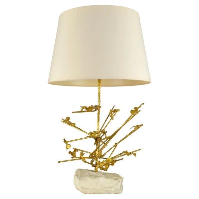 1980s Sculptural Brass Art Table Lamp, Belgium, 1980s For Sale - Image 5 of 12