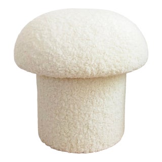 Ivory Boucle Mushroom Ottoman For Sale