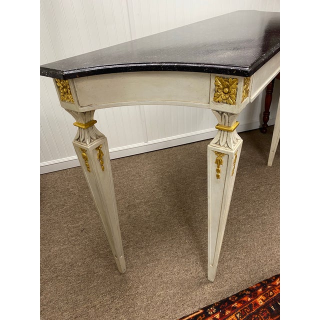 1960s Faux Painted Porphyry, 23k Gold Accents Console Table With Drawer ...