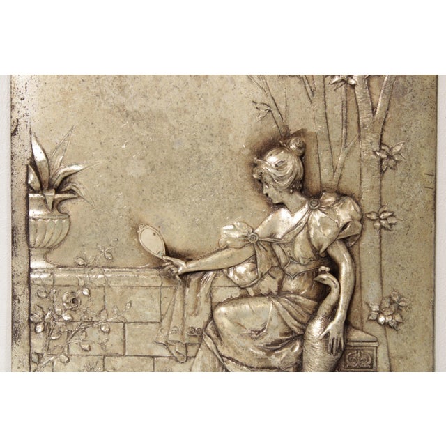 Early 20th Century Renaissance Revival Style Silver Plated Metal Relief Plaques - A Pair For Sale - Image 5 of 13