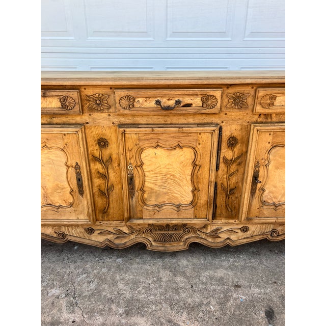 French Provincial French 19th Century Louis XV Provincial Bleach Oak / Burl Wood Sideboard For Sale - Image 3 of 12