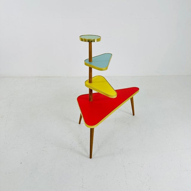 Big german plant stand, colorful vintage mid-century minimalist indoor plant stand side table retro flower table it...