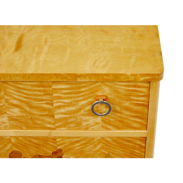 Mid-Century Modern Swedish Inlaid Birch Chest of Drawers, 1950 For Sale - Image 9 of 10