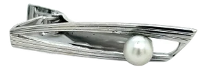 Mikimoto Estate Akoya Pearl Mens Tie Clip 7 mm Sterling Silver
