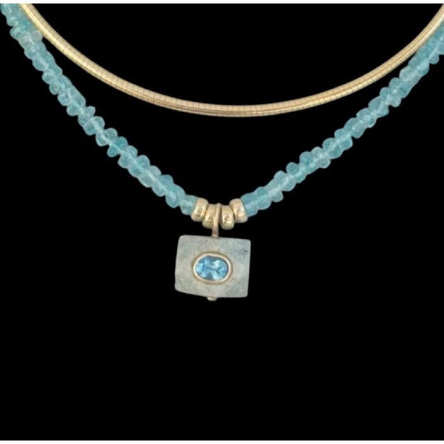 Apatite Pendant Necklace With 14k Gold For Sale - Image 4 of 12