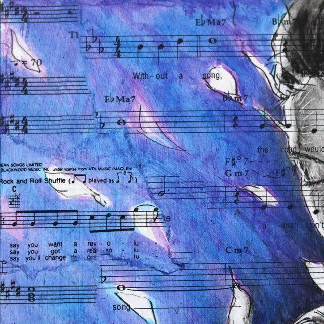Wood Sent My Spirit Adrift - Original Surrealist Figurative Acrylic Charcoal and Ink Art on Wood Panel For Sale - Image 7 of 9