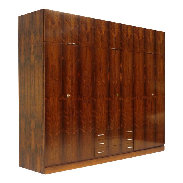 Large Vintage Wardrobe with Drawers in Rosewood, 1960s For Sale