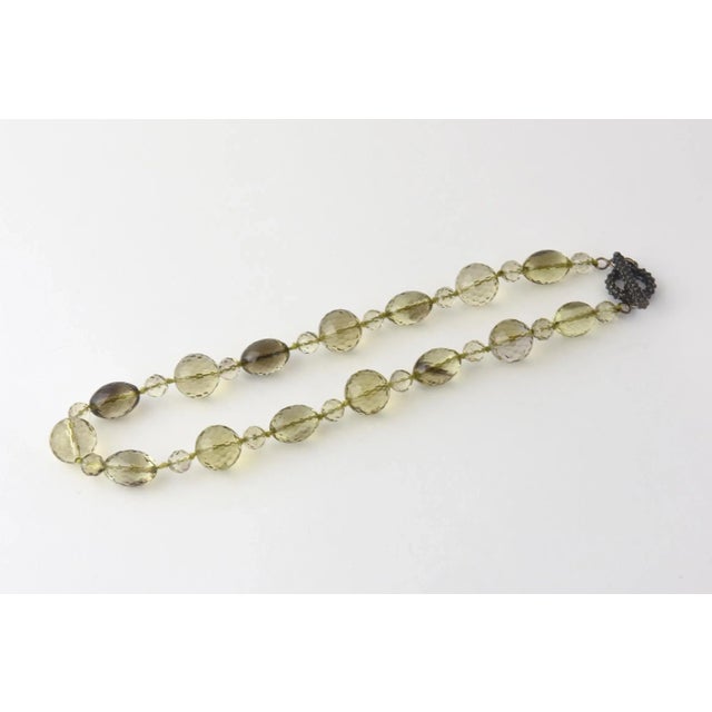 Modern Yellow and Brown Faceted Glass Bead Necklace For Sale - Image 3 of 6