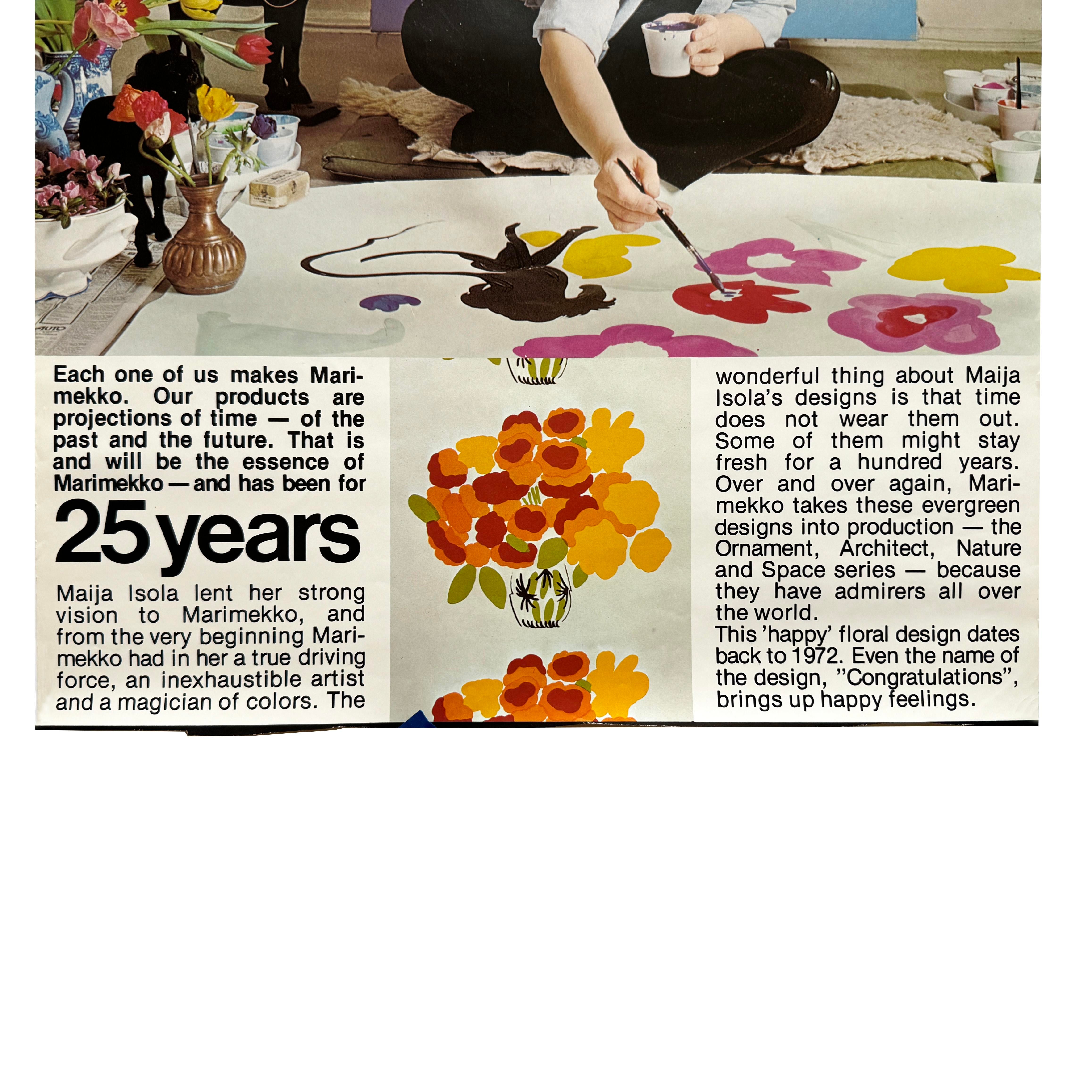 1970s 25th Anniversary Marimekko Poster With Maija Isola | Chairish