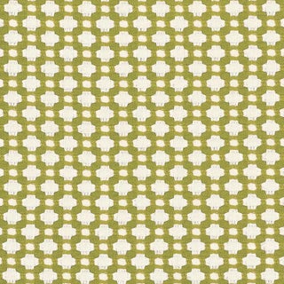 Schumacher X Celerie Kemble Betwixt Fabric in Grass/Ivory For Sale