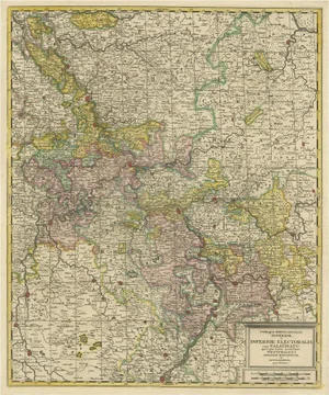 Antique Map of the Area Centered on the Rhine River