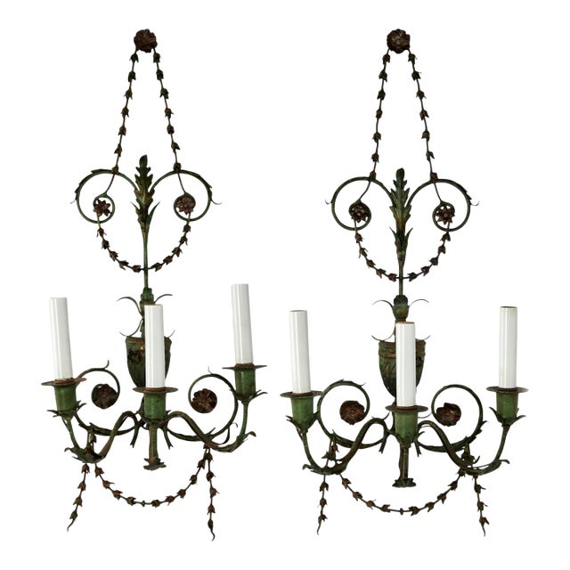 Pair of Antique Italian Neo Classic Wall Sconces For Sale