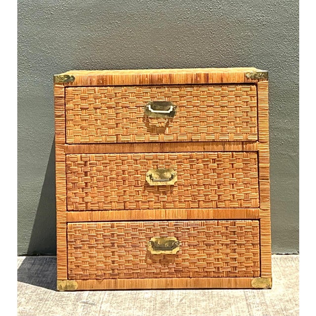 Vintage Woven Rattan Three-Drawer Chest For Sale In West Palm - Image 6 of 15