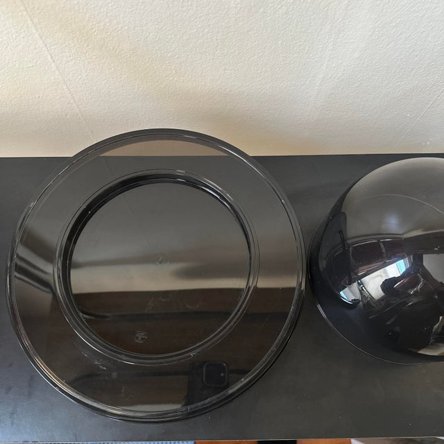 Dansk Vintage Dansk Acrylic Cheese Dome and Platter in Charcoal Gray For Sale - Image 4 of 4