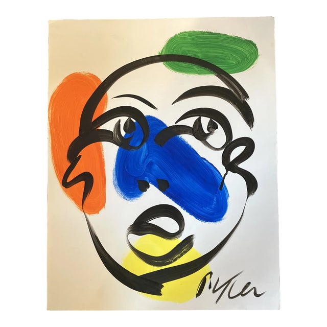 Contemporary Original Peter Robert Keil Abstract Portrait Painting Signed For Sale