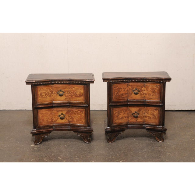 Early 20th Century Venetian Pair Petite Marquetry Side Chests For Sale - Image 11 of 13