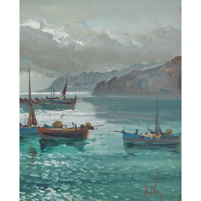 1930s Impressionist Oil 'Boats on the Coast' Italian School For Sale - Image 5 of 12