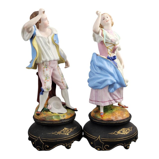 French Romantic Porcelain Figures by Letu & Mauger, Paris, 1860s, Set of 2 For Sale - Image 4 of 13