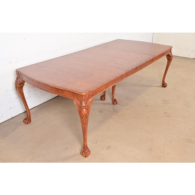 Romweber Romweber Chippendale Burl Wood Extension Dining Table, Newly Refinished For Sale - Image 4 of 14