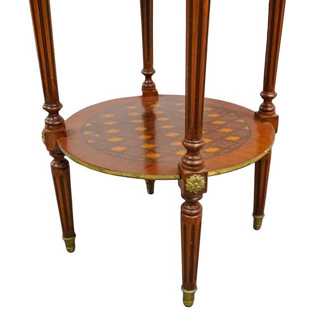 1950s Pair of Mahogany and Brass French Style Round Tables For Sale - Image 5 of 8