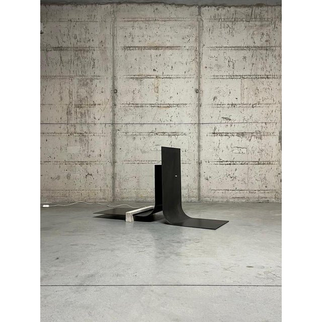 Collision 2.1 floor lamp in iron & travertine by d´ark atelier limited edition of 10 pieces dimensions: d 50 x w 115 x h...