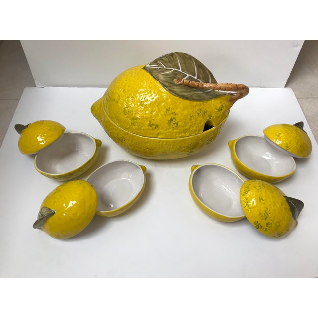 Vintage Italian Lemon Tureen and 4 Matching Soup Bowls Chairish