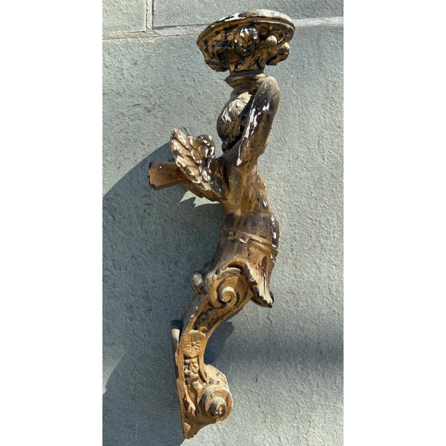 Late 19th Century Monumental Rococo Revival Cherub Wall Bracket, 22 Inches For Sale - Image 5 of 10
