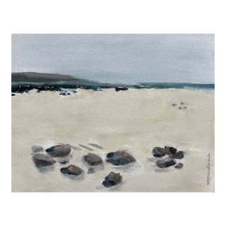 "Rocky Road" Contemporary Impressionist Landscape in Off-Whites, Blues and Grays by Mill Valley Artist Mary Anne McKernie For Sale