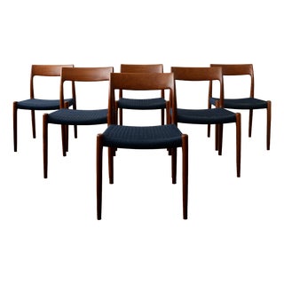 Danish Modern Teak Dining Chairs Model 77 by Niels Otto Møller for j.l. Møllers Møbelfabrik, Denmark, 1960s, Set of 6 For Sale