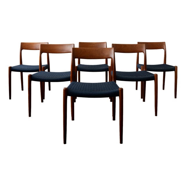 Danish Modern Teak Dining Chairs Model 77 by Niels Otto Møller for j.l. Møllers Møbelfabrik, Denmark, 1960s, Set of 6 For Sale