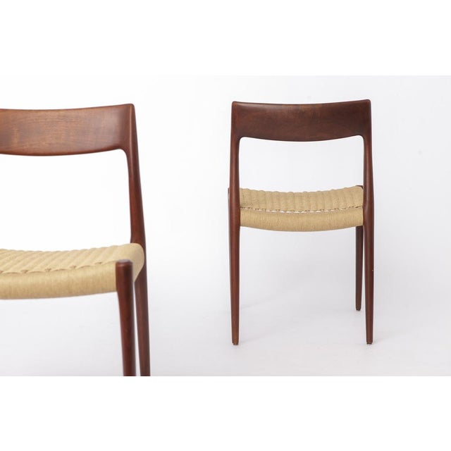 1960s Mid-Century Model 77 Chairs in Teak and Danish Cord by Niels Otto (N. O.) Møller for J.L. Møllers, Denmark, 1950s, Set of 4 For Sale - Image 5 of 12