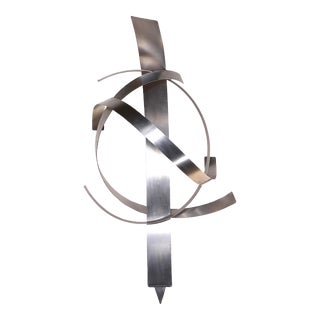 Modernist Steel Sculpture Signed Gb For Sale