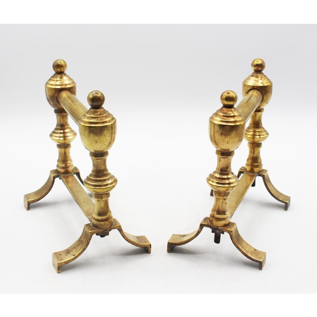 Metal Early 20th Century English Edwardian Period Pair of Georgian Revival Brass Tool Rests For Sale - Image 7 of 7
