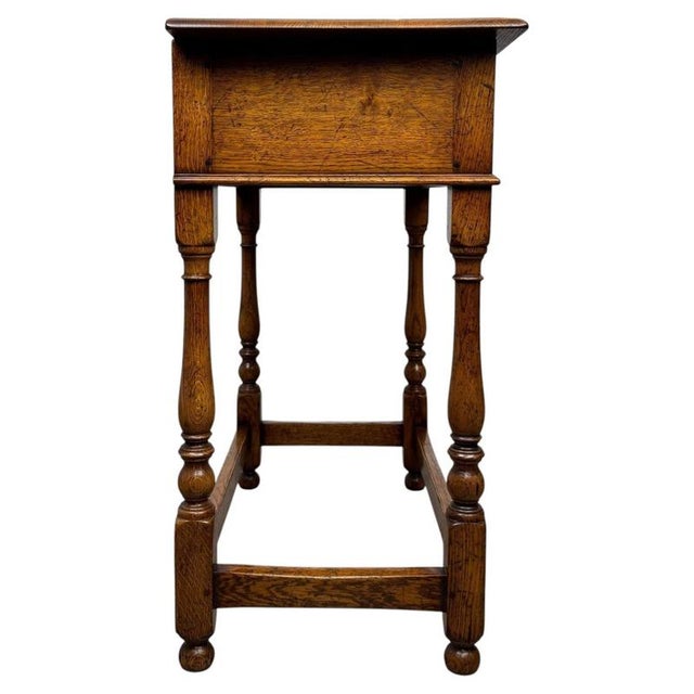 20th Century Traditional Golden Oak Side Table For Sale - Image 6 of 12