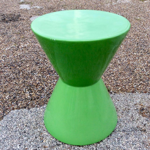 Mid Century Green Molded Fiberglass Modernist Corseted Side Table