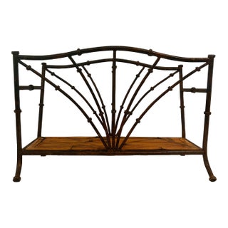 Vintage Faux Tortoise Bamboo Metal & Bamboo Chinoiserie Magazine Rack For Sale