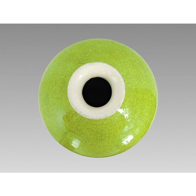 Large Early Mid Century Apple Green 'Meiping' Monochrome Chinese Vase & Carved Wood Stand For Sale In Tampa - Image 6 of 12