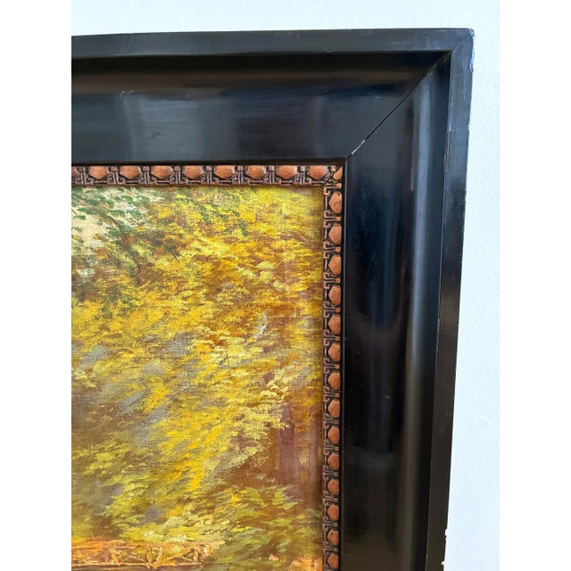 Vintage Original Oil Painting Forest Landscape For Sale - Image 9 of 14