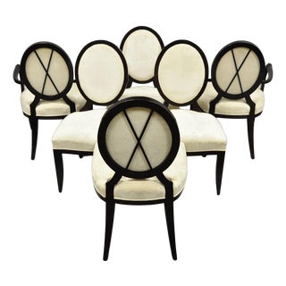 Barbara Barry for Baker Oval X-Back Mahogany Stain Dining Chairs - Set of 6 For Sale