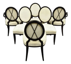 Barbara Barry for Baker Oval X-Back Mahogany Stain Dining Chairs - Set of 6