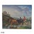 Oil on canvas depicting a pastoral landscape with cattle standing in shallow water in the foreground. A male figure and a...