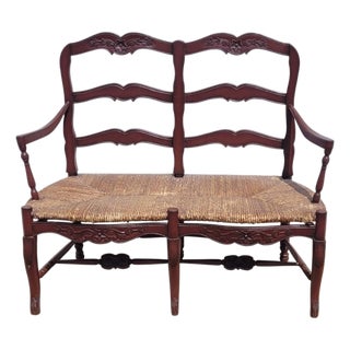 Vintage Country French Settee Red Paint For Sale