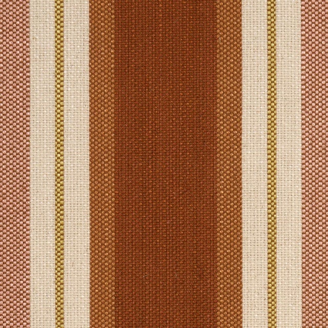 2020s Sample - Schumacher Double Face Stripes Fabric In Terracotta Lime For Sale - Image 5 of 6